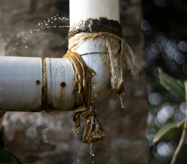 Leaky pipe causing water damage to a home